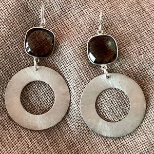NWOT Earrings silver, semi precious AMBER